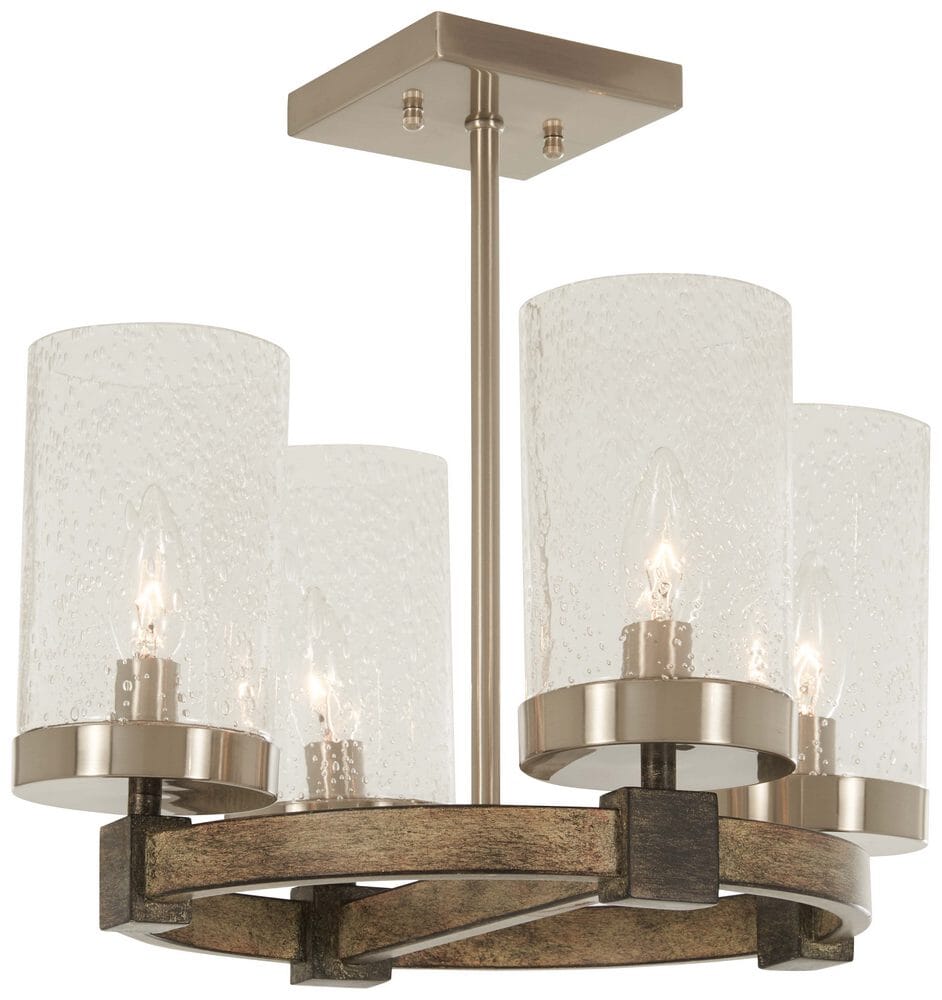 Minka Lavery Bridlewood 4-Light 16" Ceiling Light in Stone Grey with Brushed Nickel