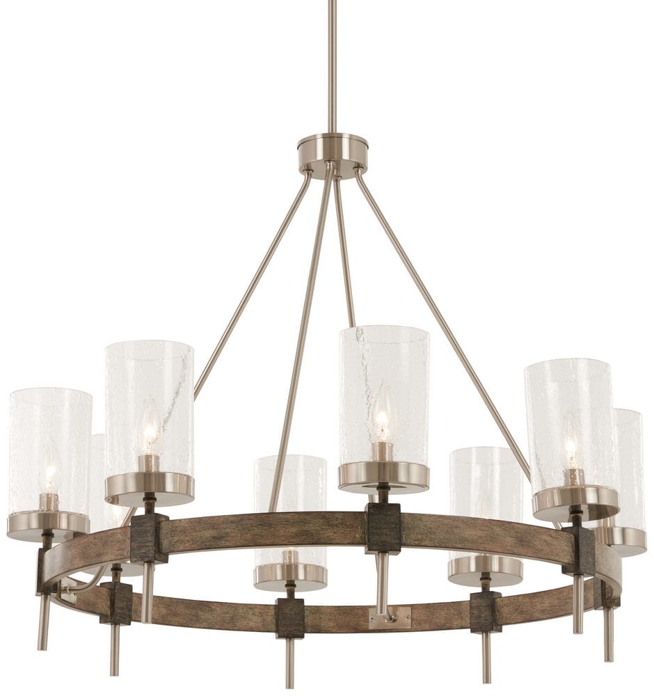 Minka Lavery Bridlewood 8-Light 32" Transitional Chandelier in Stone Grey with Brushed Nickel