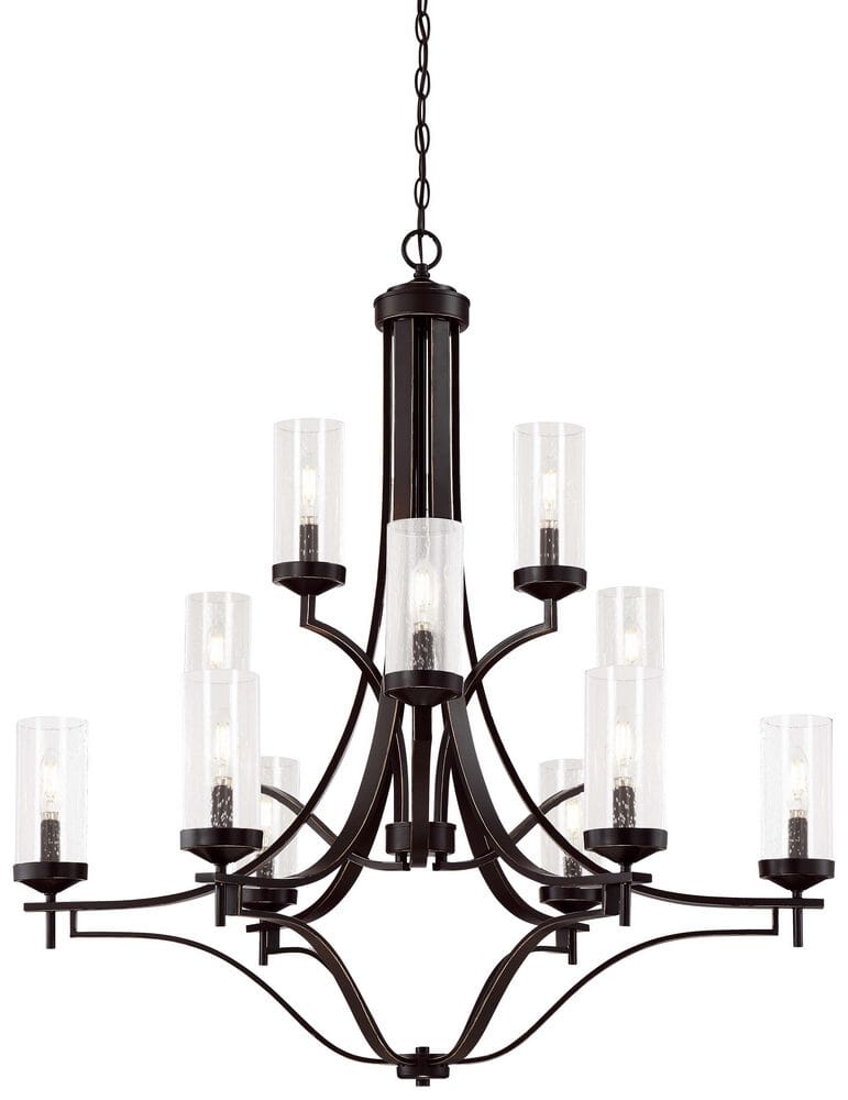 Minka Lavery Elyton 12-Light 36" Transitional Chandelier in Downton Bronze with Gold Highl