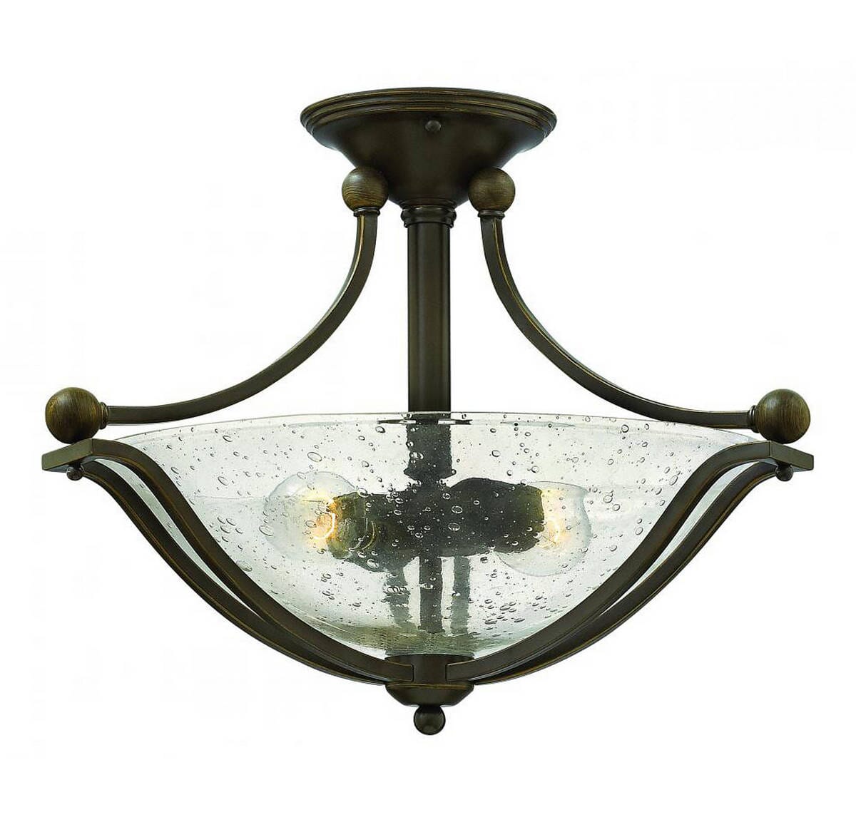 Hinkley Bolla 2-Light Semi-Flush Ceiling Light in Olde Bronze with Clear Glass  Seedy