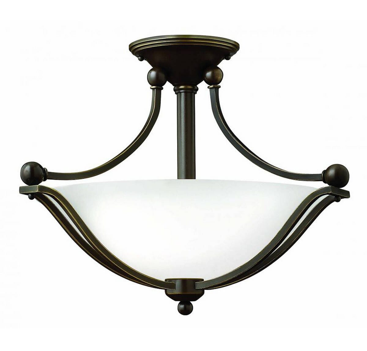 Hinkley Bolla 2-Light Semi-Flush Ceiling Light in Olde Bronze with Opal Glass