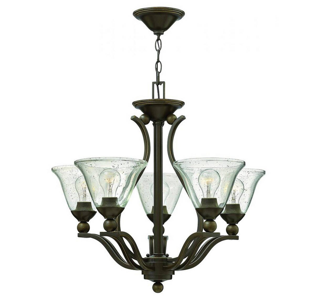 Hinkley Bolla 5-Light Single Tier Chandelier in Olde Bronze with Clear Seedy Glass