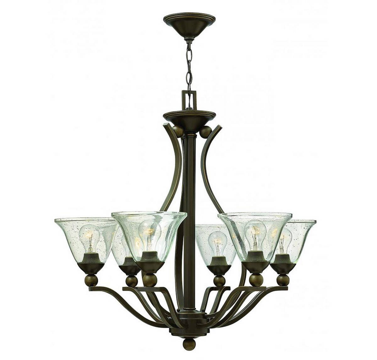 Hinkley Bolla 6-Light Single Tier Chandelier in Olde Bronze with Clear Seedy Glass