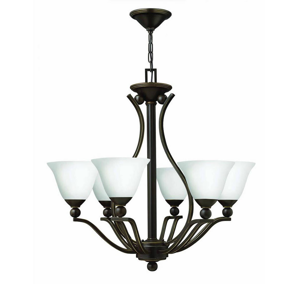 Hinkley Bolla 6-Light Single Tier Foyer in Olde Bronze with Opal Glass