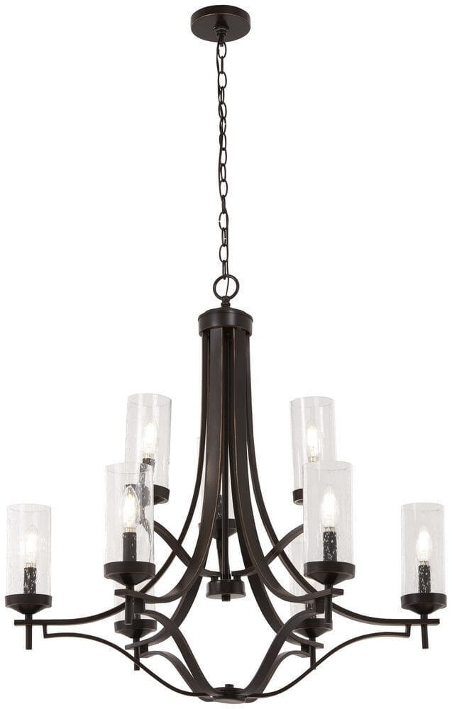 Minka Lavery Elyton 9-Light 30" Transitional Chandelier in Downton Bronze with Gold Highl