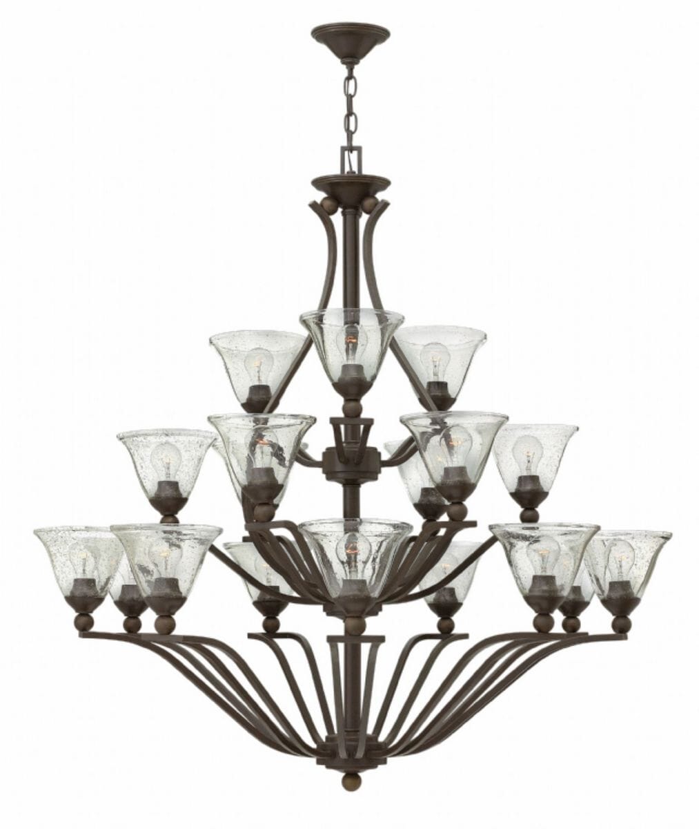 Hinkley Bolla 18-Light Three Tier Chandelier in Olde Bronze with Clear Seedy Glass