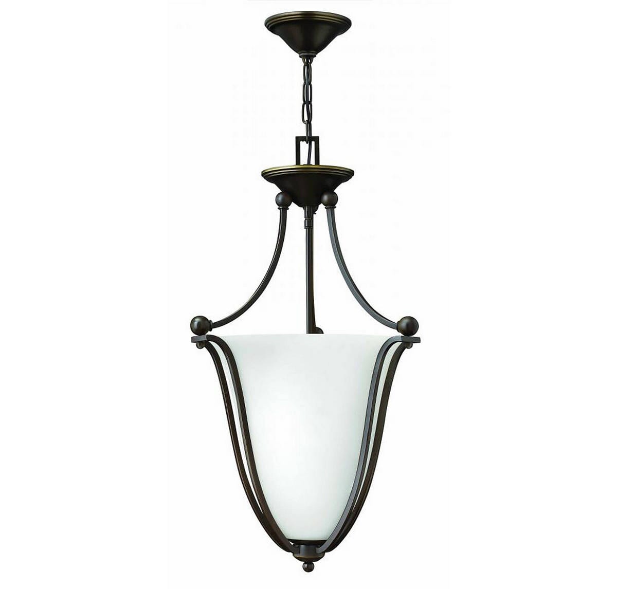 Hinkley Bolla 3-Light Inverted Pendant in Olde Bronze with Opal Glass