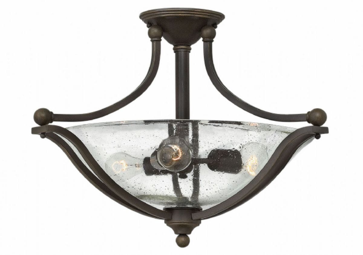 Hinkley Bolla 3-Light Semi-Flush Ceiling Light in Olde Bronze with Clear Glass  Seedy