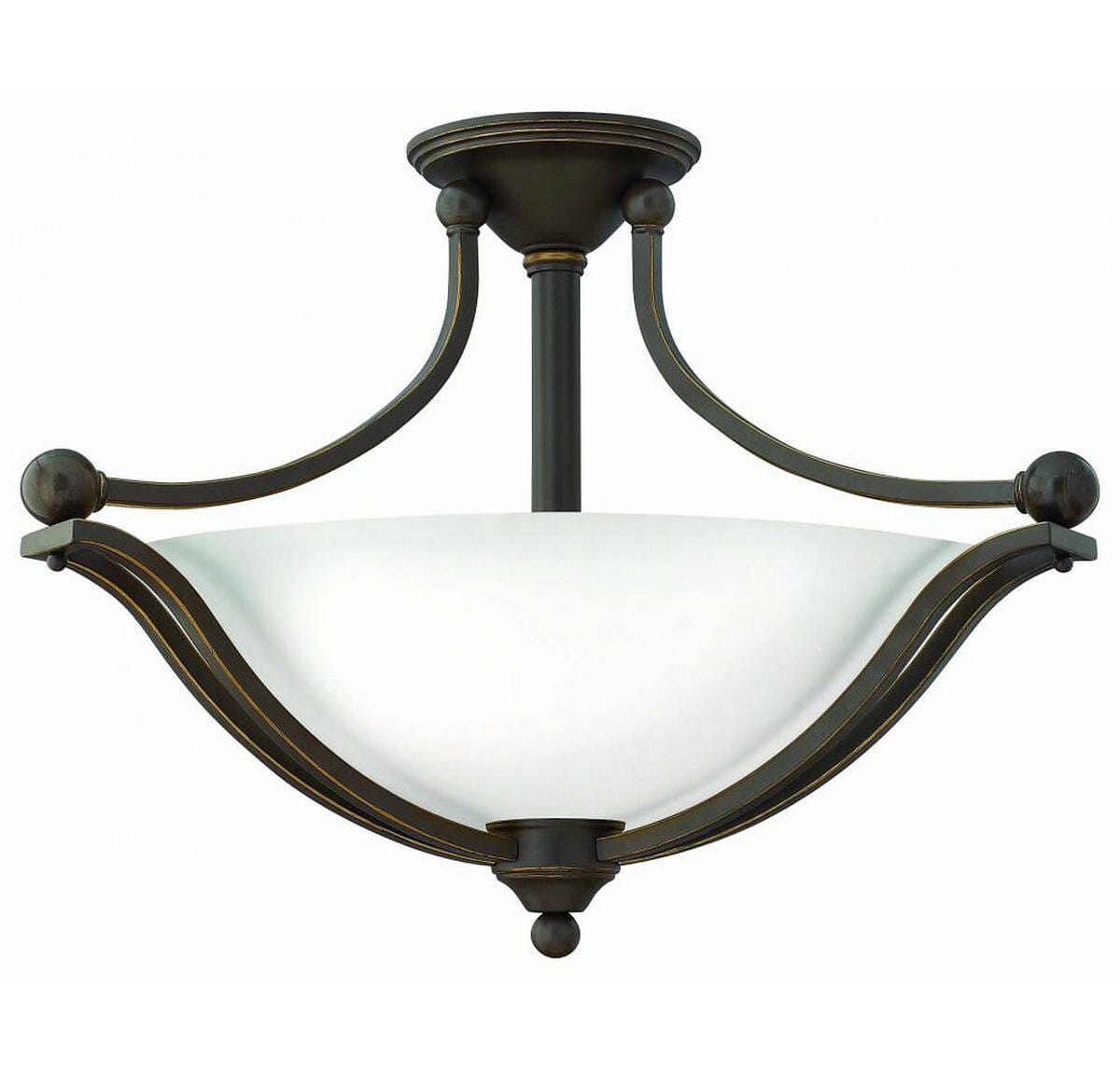 Hinkley Bolla 3-Light Semi-Flush Ceiling Light in Olde Bronze with Opal Glass