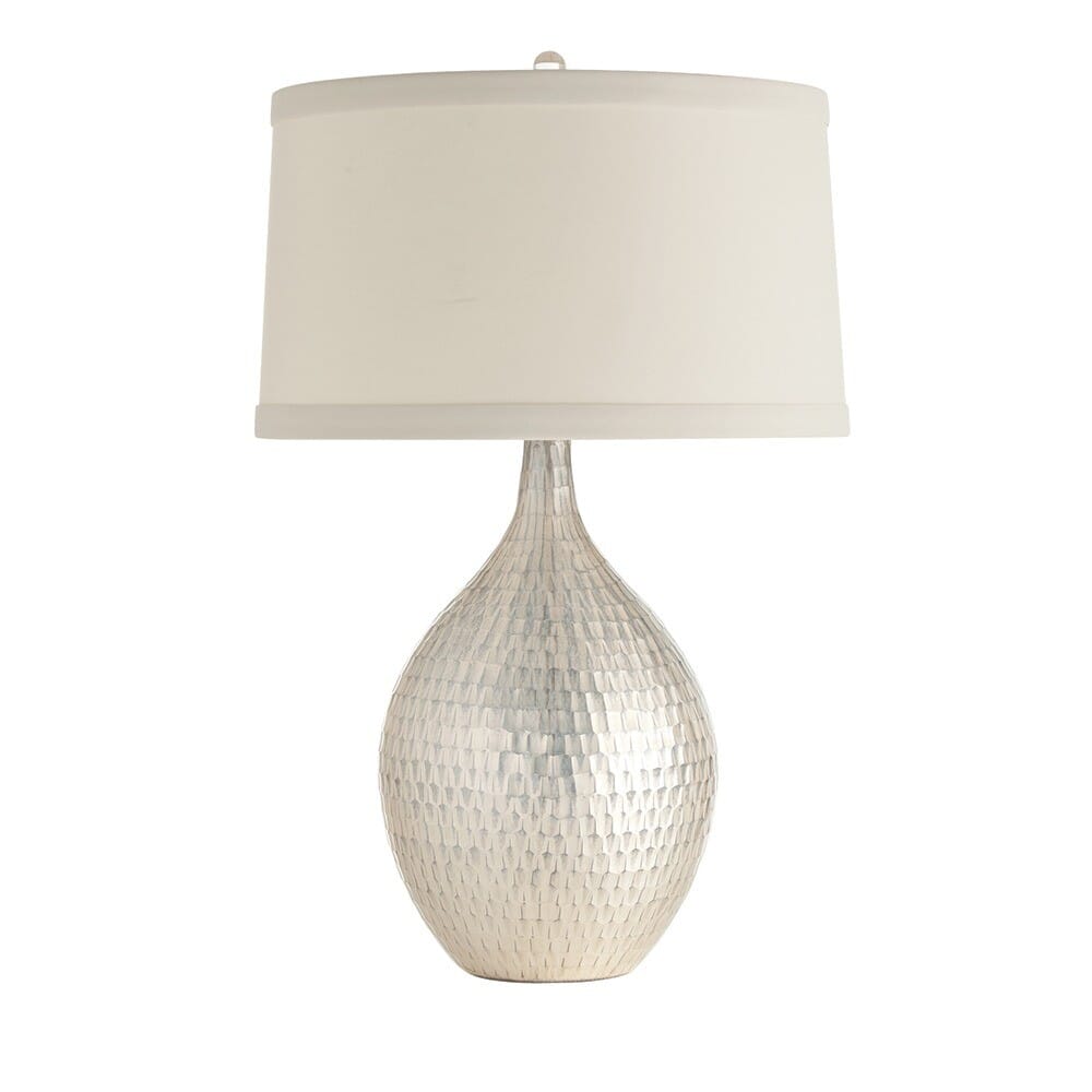 Arteriors Walter 27" Ivory Drum Shade Table Lamp in Distressed Silver