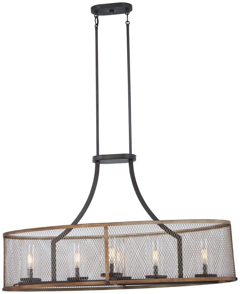 Minka Lavery Marsden Commons 6-Light 17" Pendant Light in Smoked Iron with Aged Gold