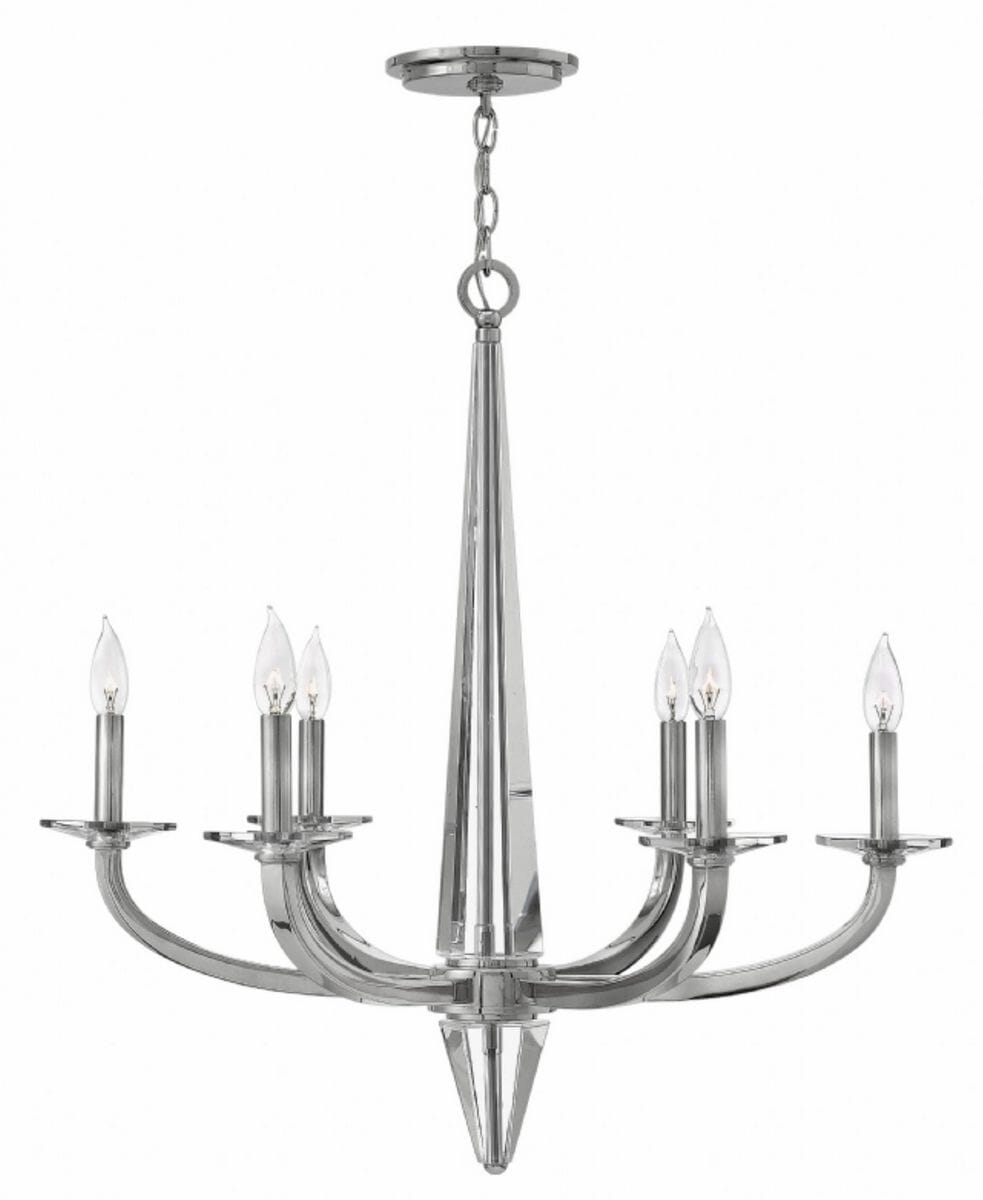 Hinkley Ascher 6-Light Single Tier Chandelier in Polished Nickel