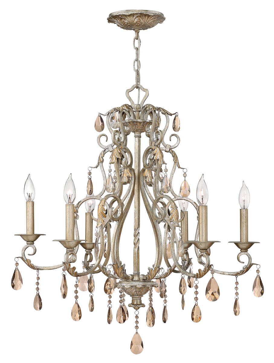 Hinkley Carlton 6-Light Single Tier Chandelier in Silver Leaf