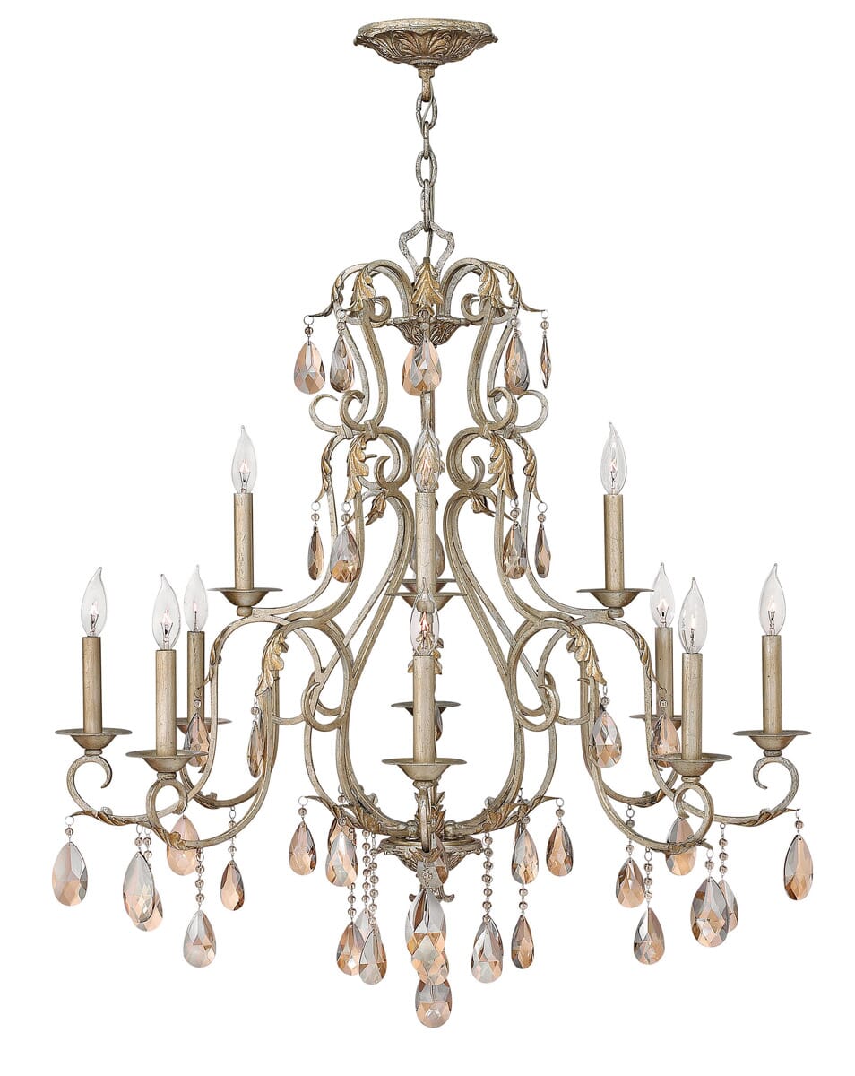 Hinkley Carlton 12-Light Two Tier Chandelier in Silver Leaf