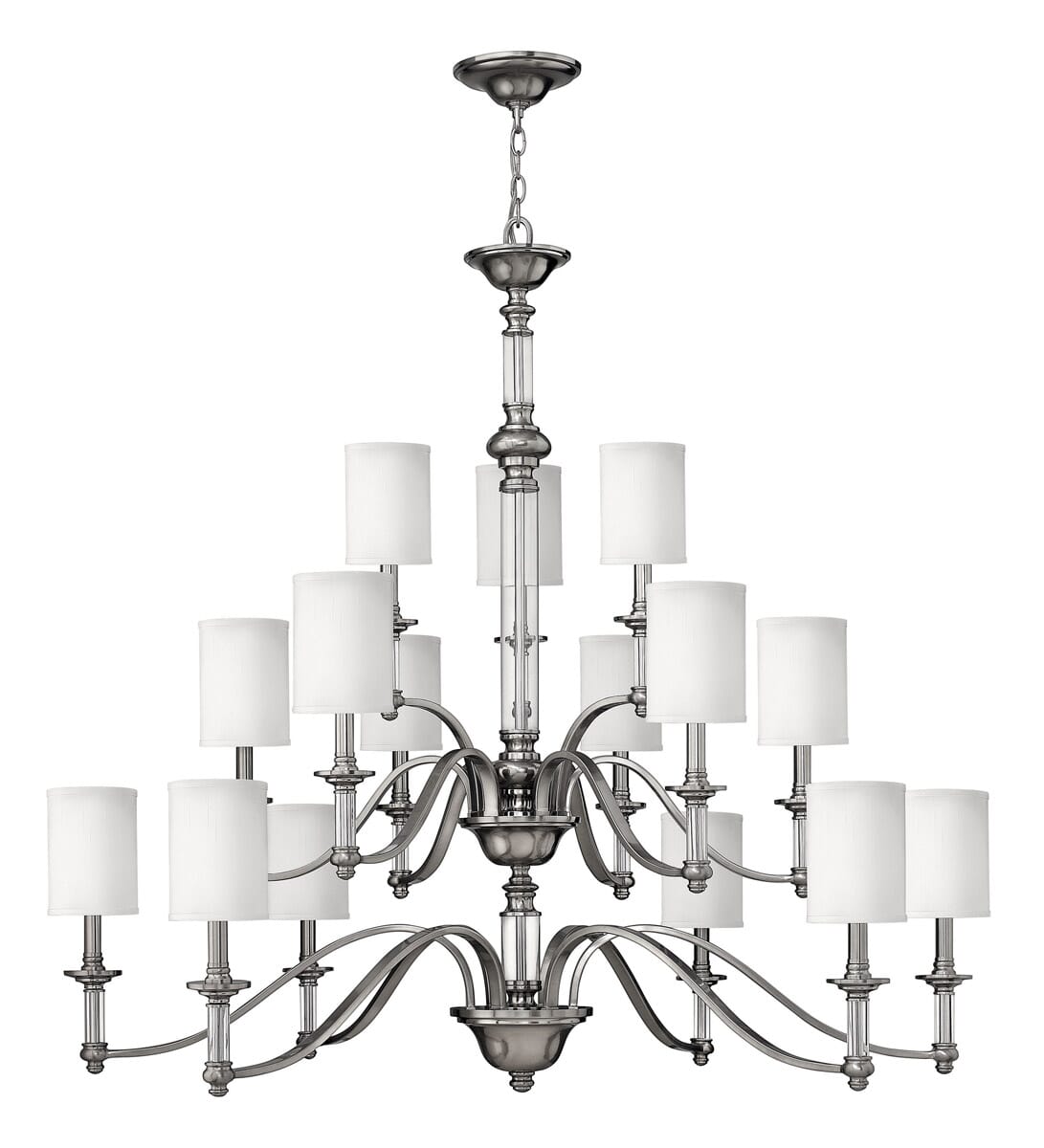 Hinkley Sussex 15-Light Three Tier Chandelier in Brushed Nickel