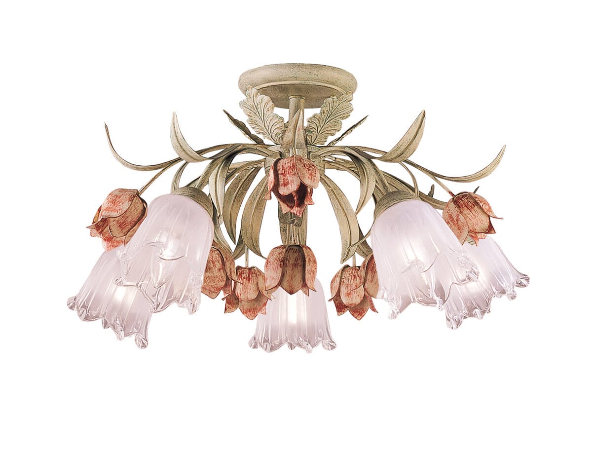 Crystorama Southport 5-Light 22" Ceiling Light in Sage And Rose