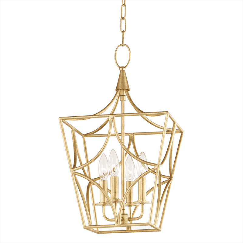 Hudson Valley Green Point 4-Light 21" Mini Pendant in Gold Leaf