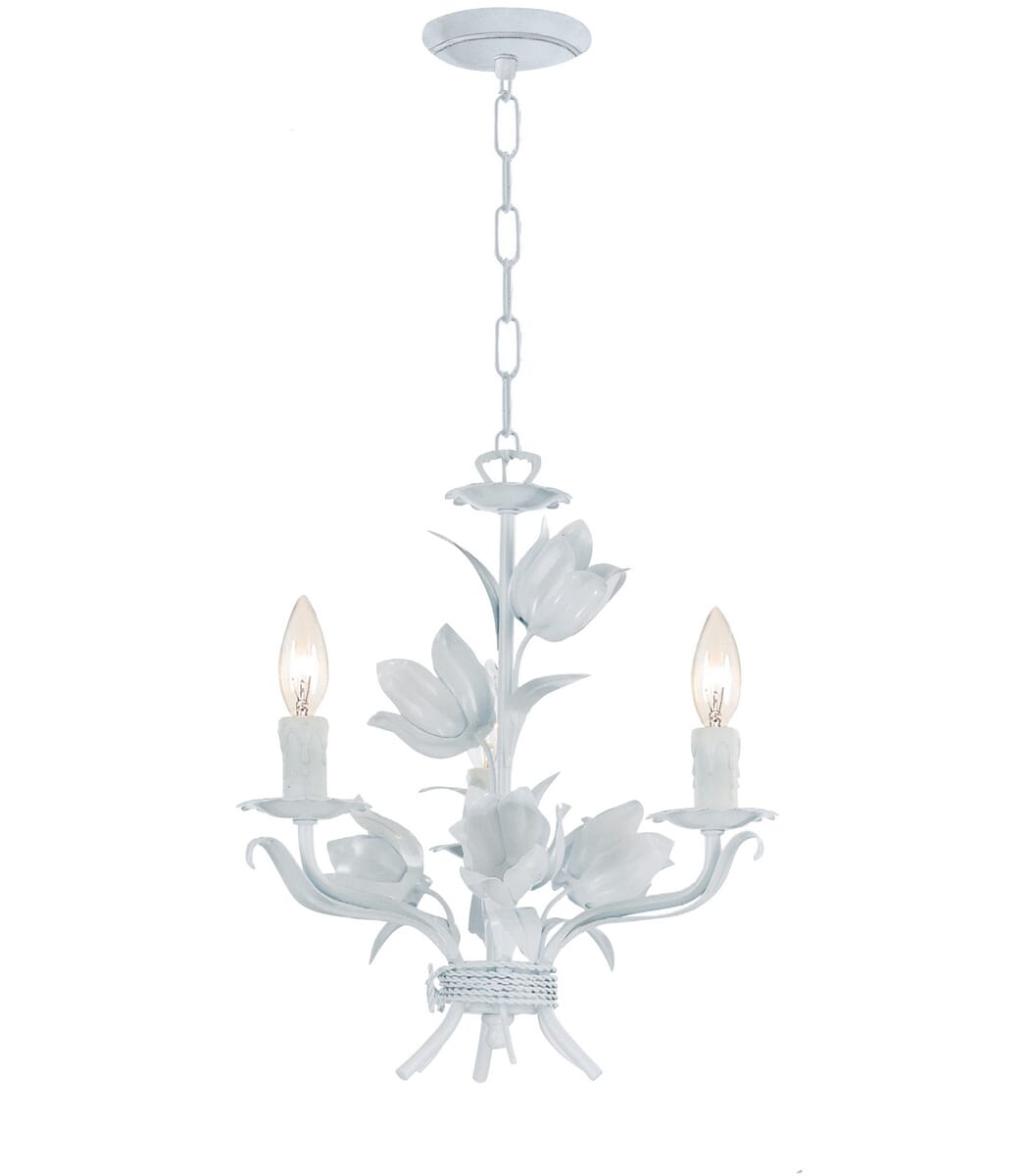 Crystorama Southport 3-Light 15" Mini Chandelier in Wet White