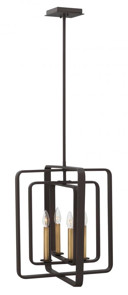 Hinkley Quentin 4-Light Stem Hung Foyer Light in Buckeye Bronze