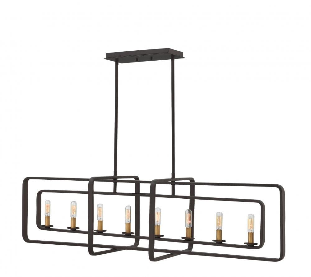 Hinkley Quentin 8-Light Stem Hung Linear in Buckeye Bronze