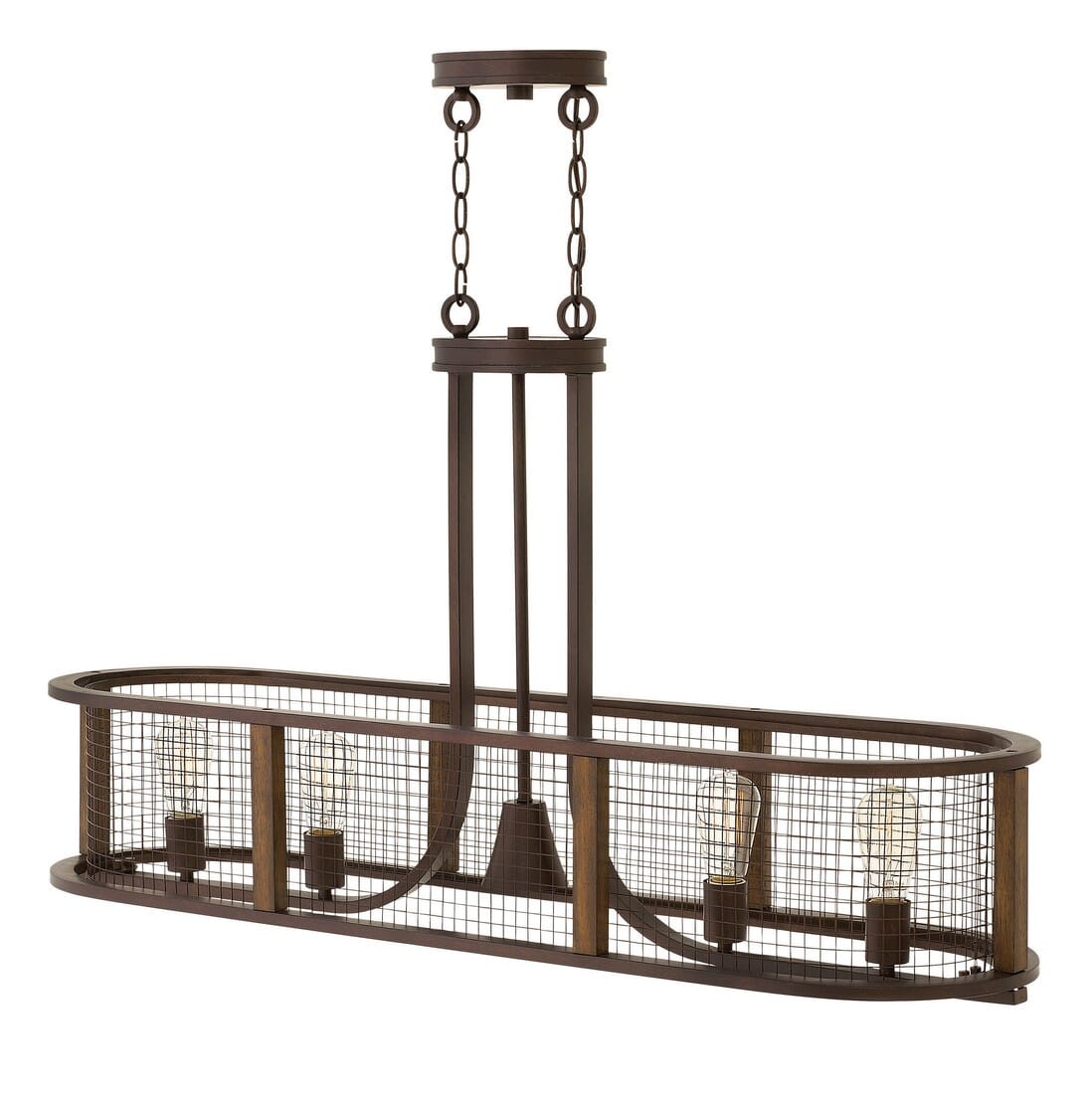 Hinkley Beckett 4-Light Linear Chandelier in Iron Rust