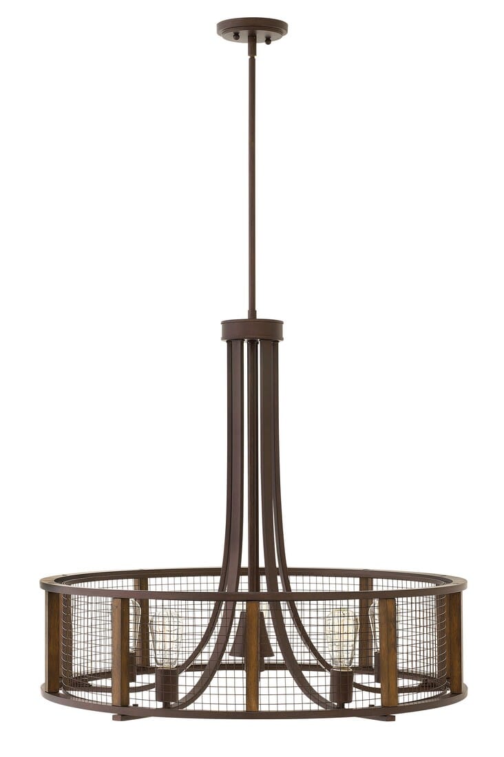 Hinkley Beckett 5-Light Industrial Pendant in Iron Rust