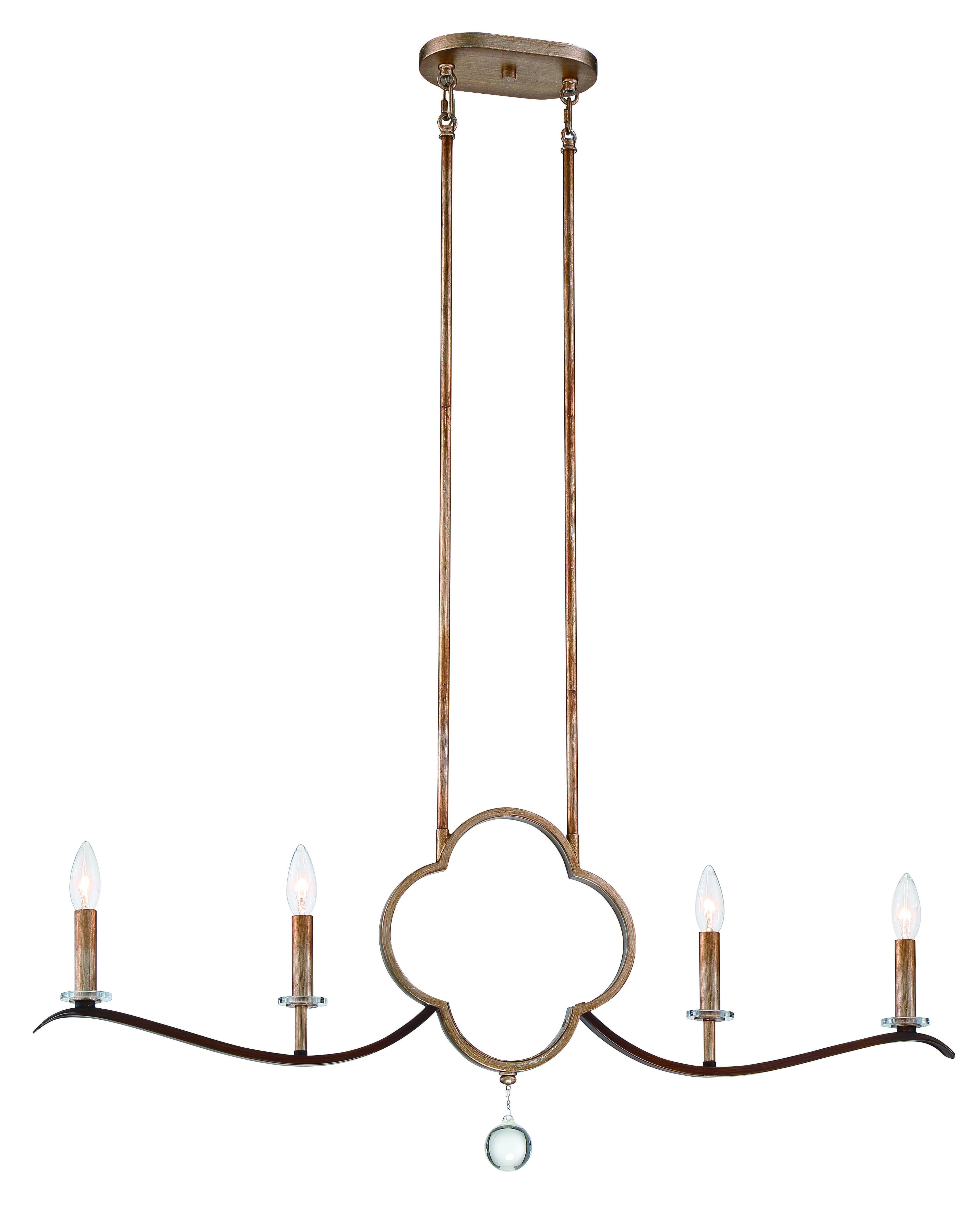 Minka Lavery Ava Libertine 4-Light Quatrefoil Kitchen Island Light in Pale Gold with Distressed Bronze