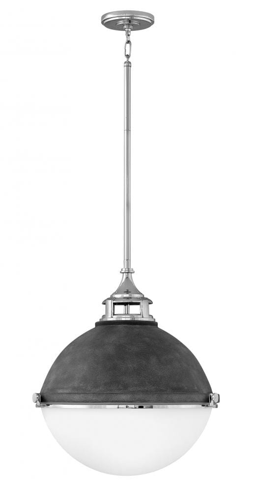 Hinkley Fletcher 2-Light Single Tier Pendant in Aged Zinc with Polished Nickel