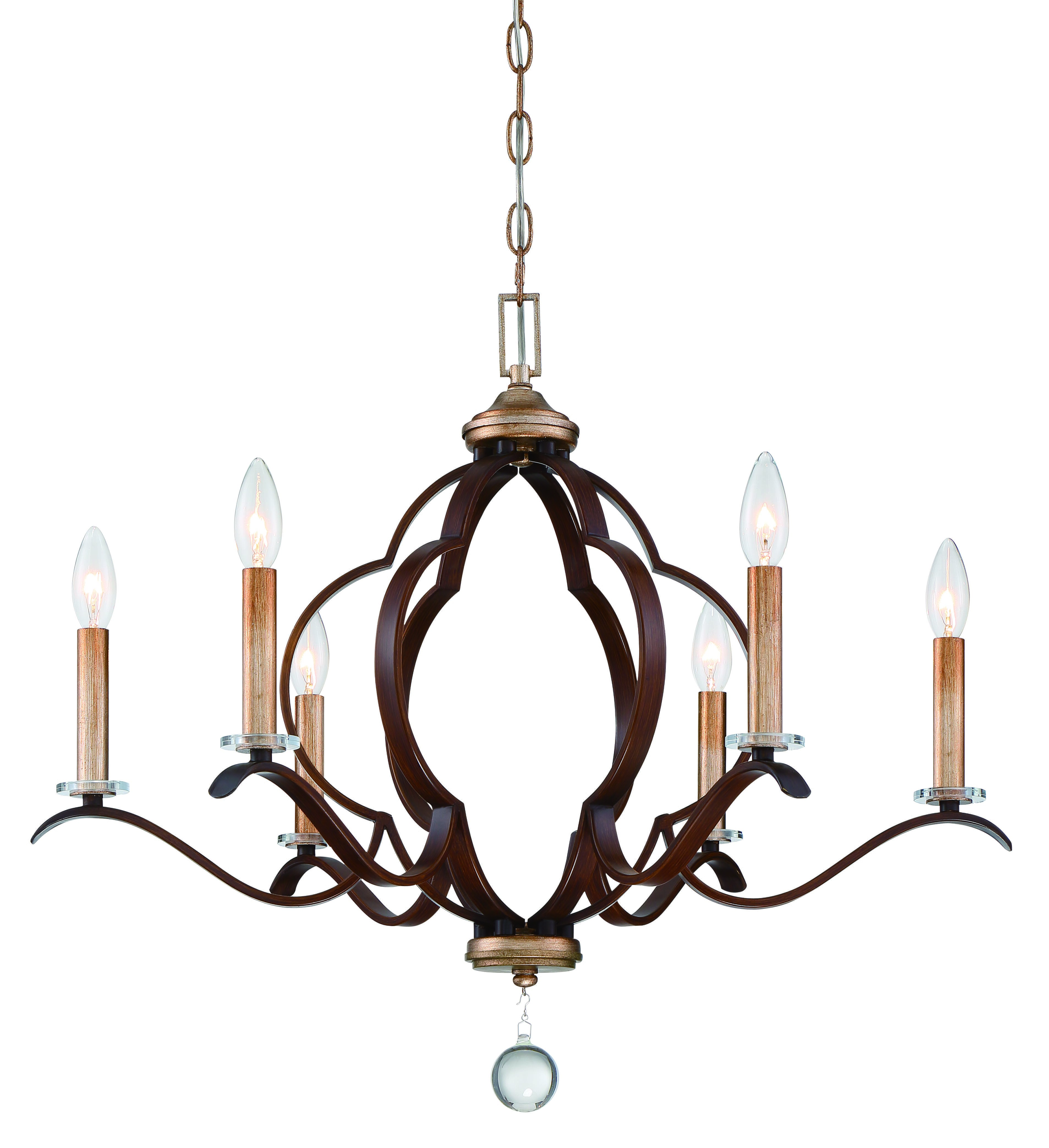 Minka Lavery Ava Libertine 6-Light Quatrefoil Chandelier in Pale Gold With Distressed Bronze