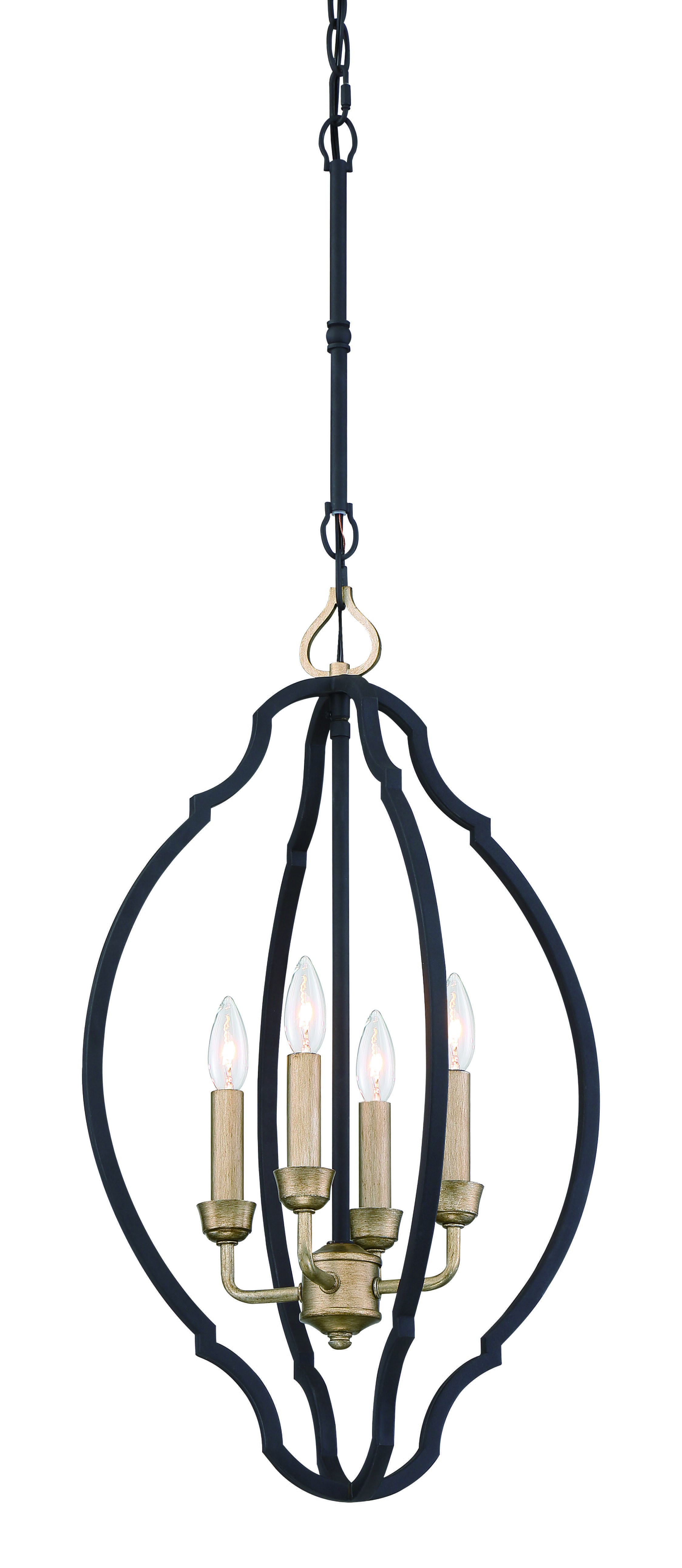 Minka Lavery Wyndmere 4-Light 14" Pendant Light in Sand Black with Gold Highlight