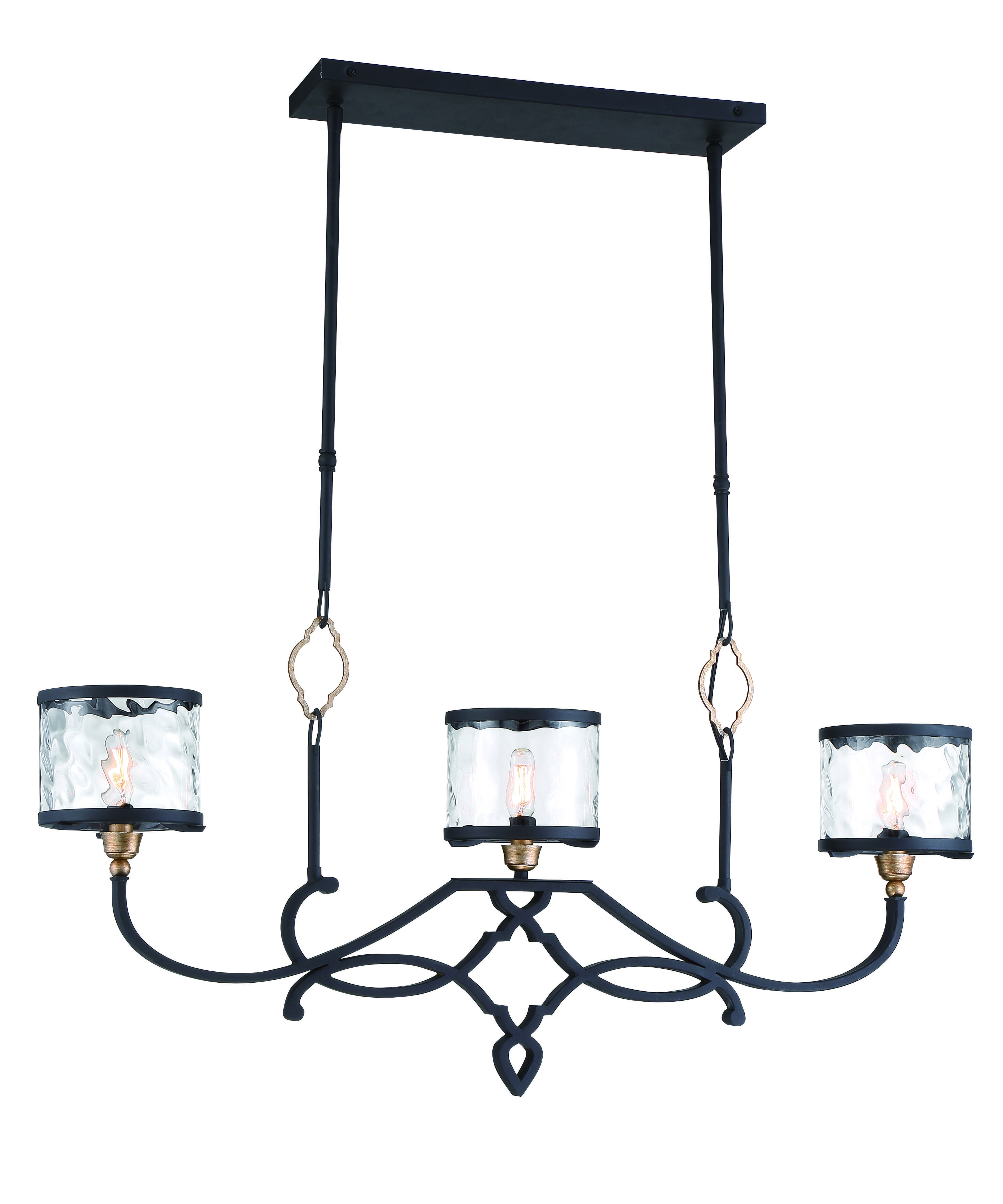 Minka Lavery Wyndmere 3-Light Kitchen Island Light in Sand Black with Gold Highlight