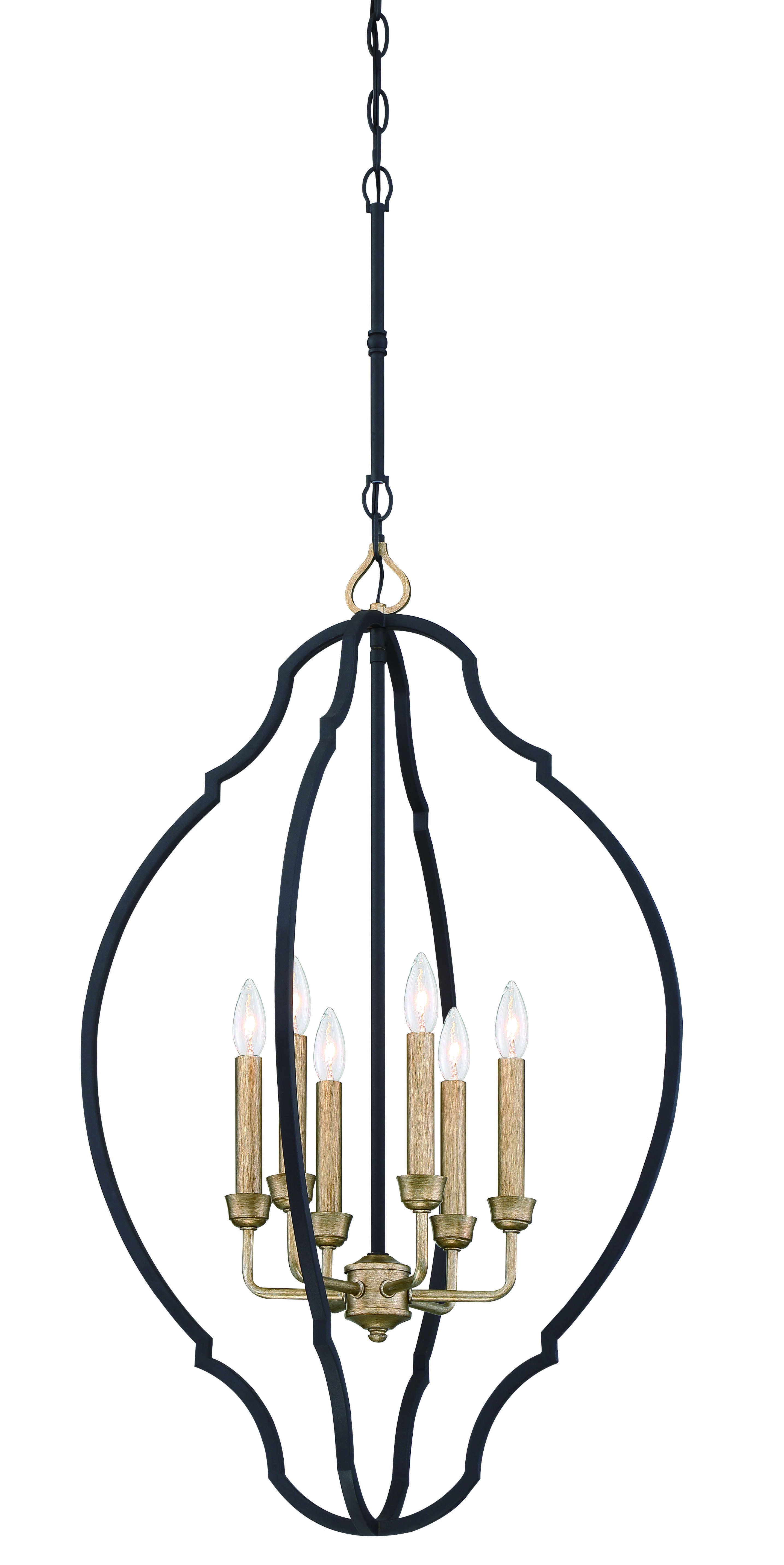 Minka Lavery Wyndmere 6-Light 20" Pendant Light in Sand Black with Gold Highlight