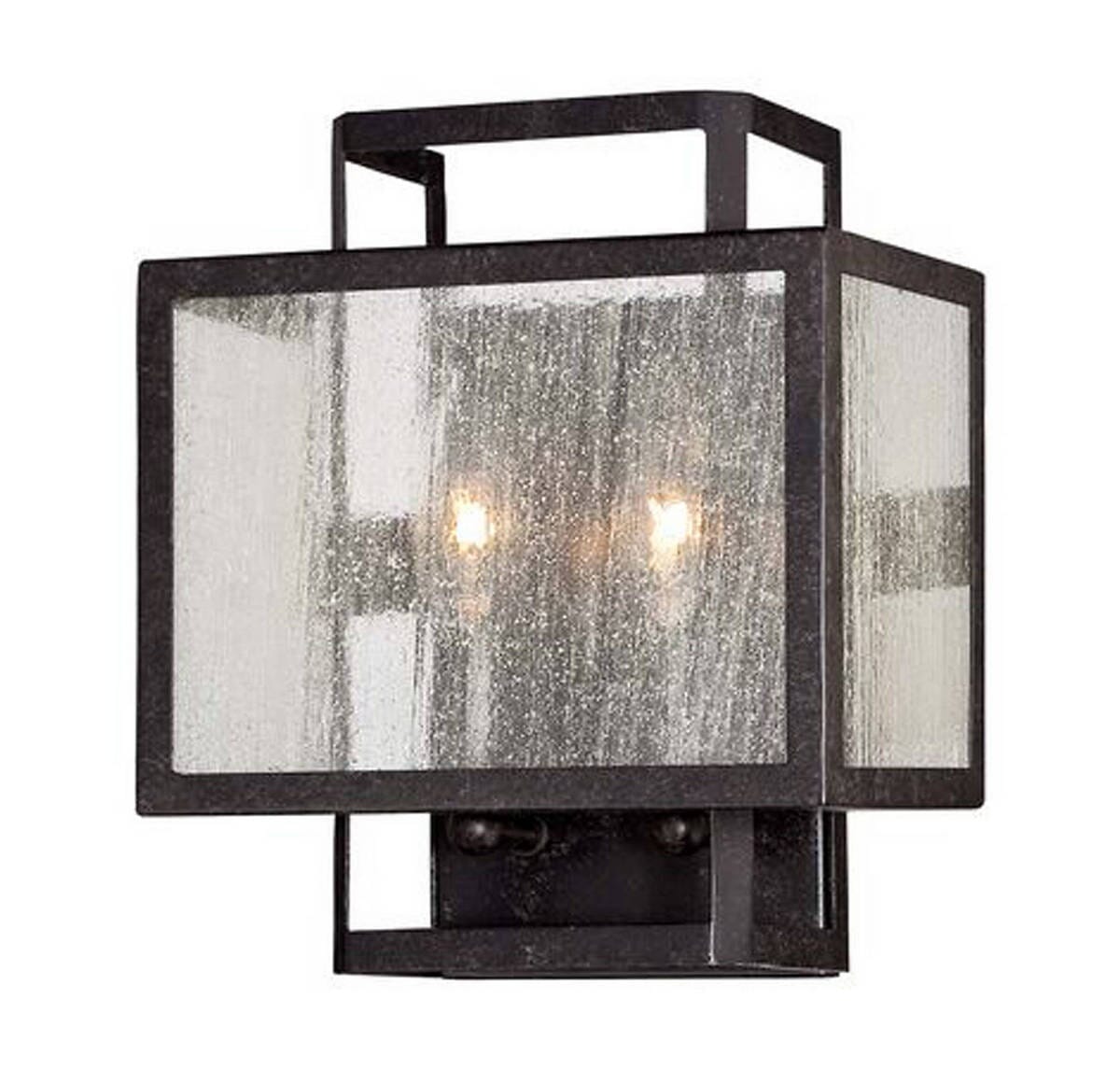 Minka Lavery Camden Square 2-Light 10" Wall Sconce in Aged Charcoal