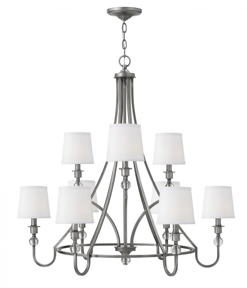 Hinkley Morgan 9-Light Two Tier Chandelier in Antique Nickel