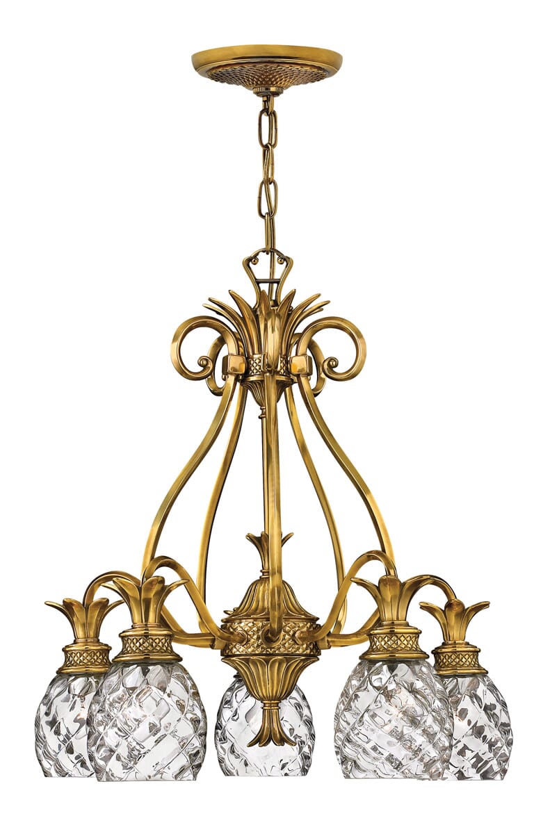 Hinkley Plantation 5-Light Downlight Foyer Chandelier in Burnished Brass