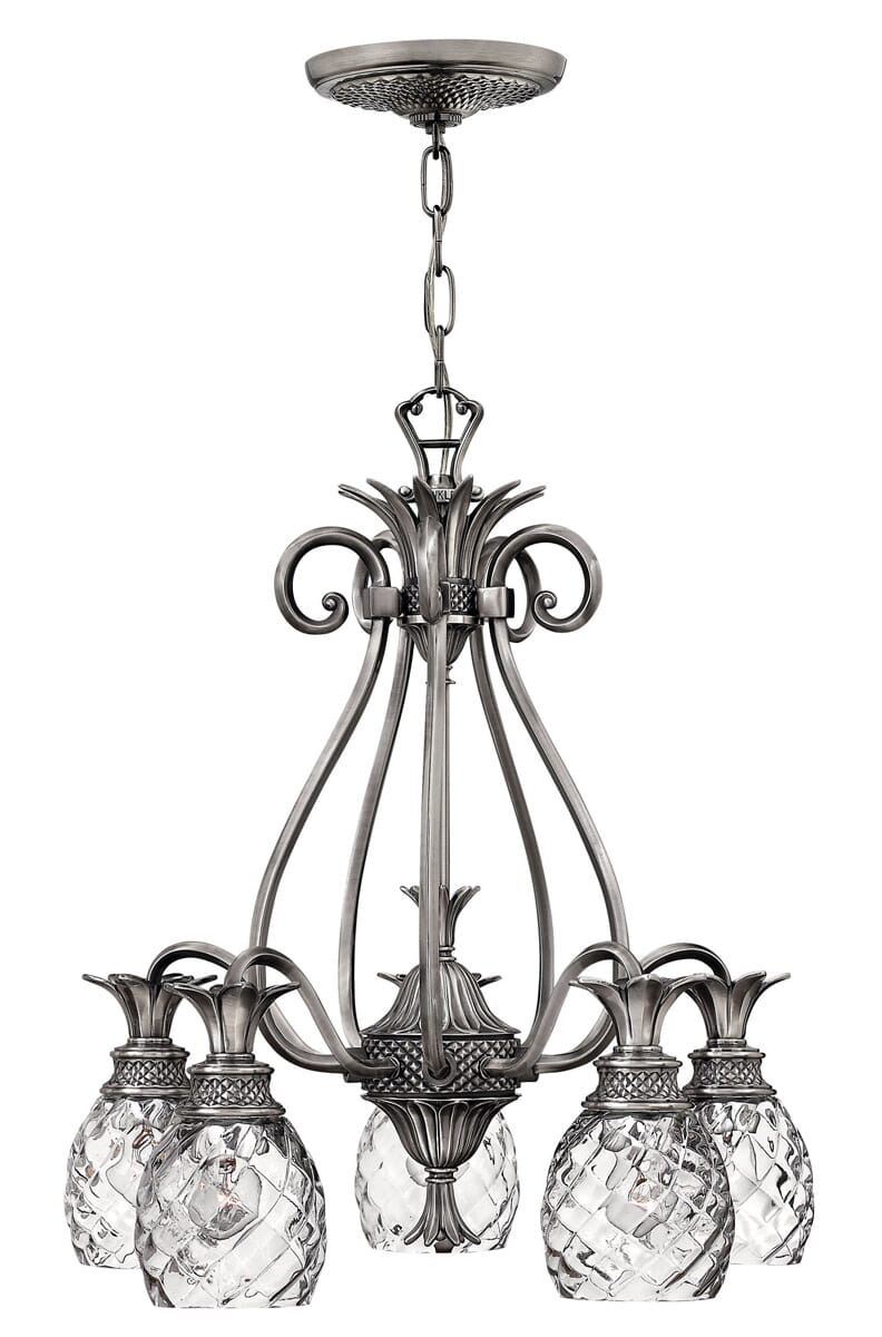 Hinkley Plantation 5-Light Foyer Chandelier in Polished Antique Nickel