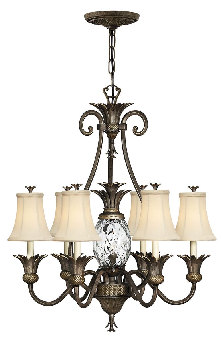 Hinkley Plantation 7-Light Single Tier Foyer Chandelier in Pearl Bronze