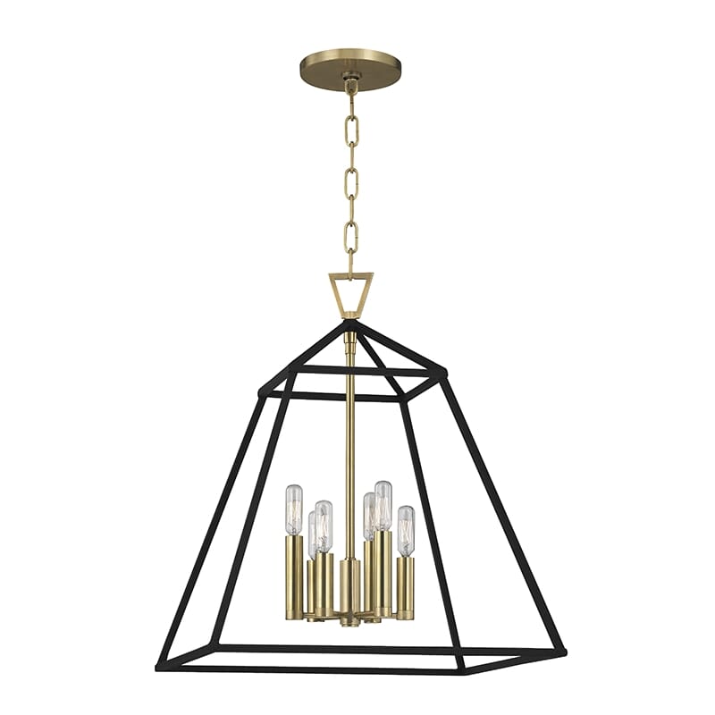Hudson Valley Webster 6-Light 23" Pendant Light in Aged Brass