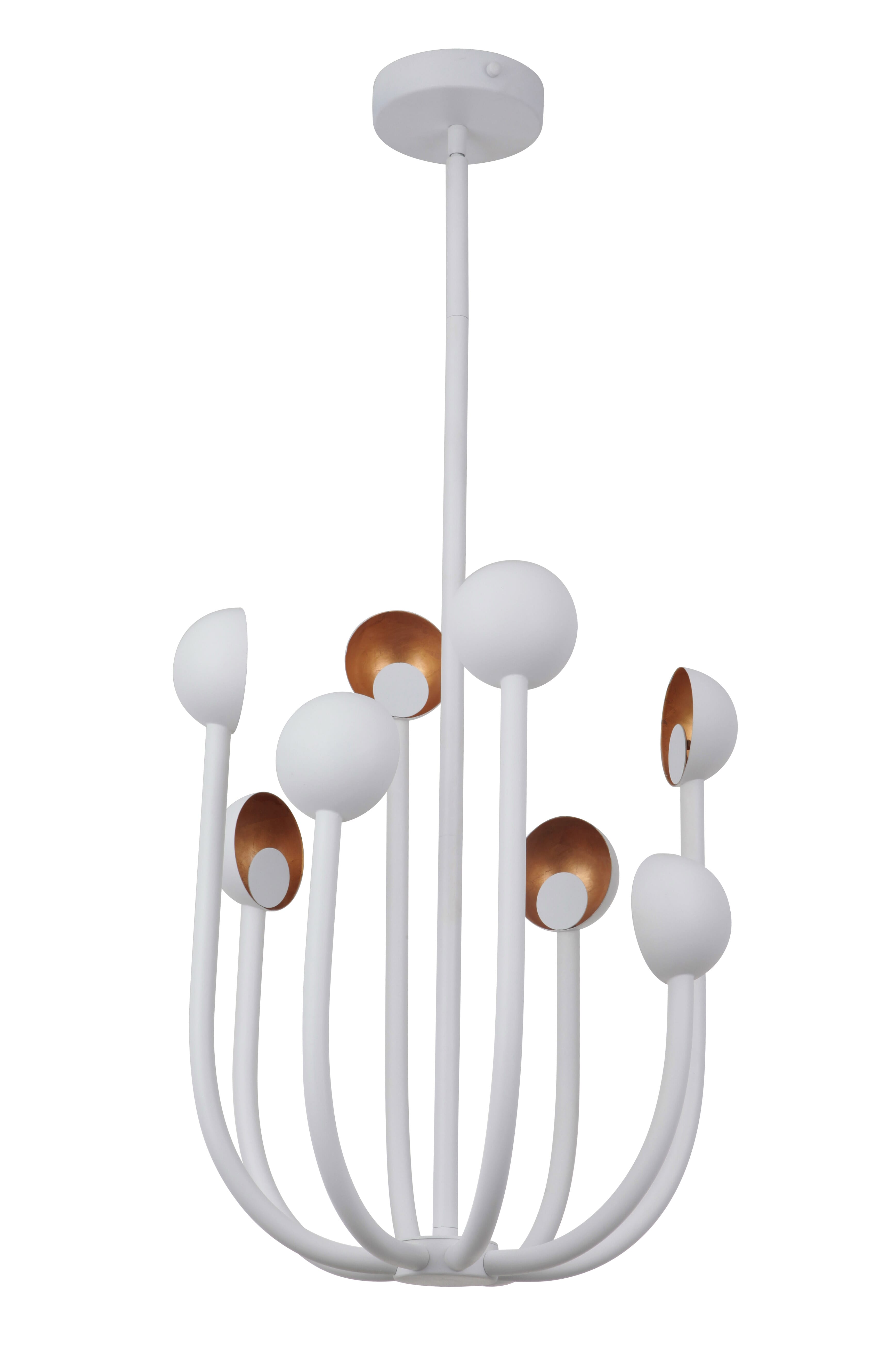 Craftmade Foundry 8-Light Modern Chandelier in Matte White with Gold Leaf