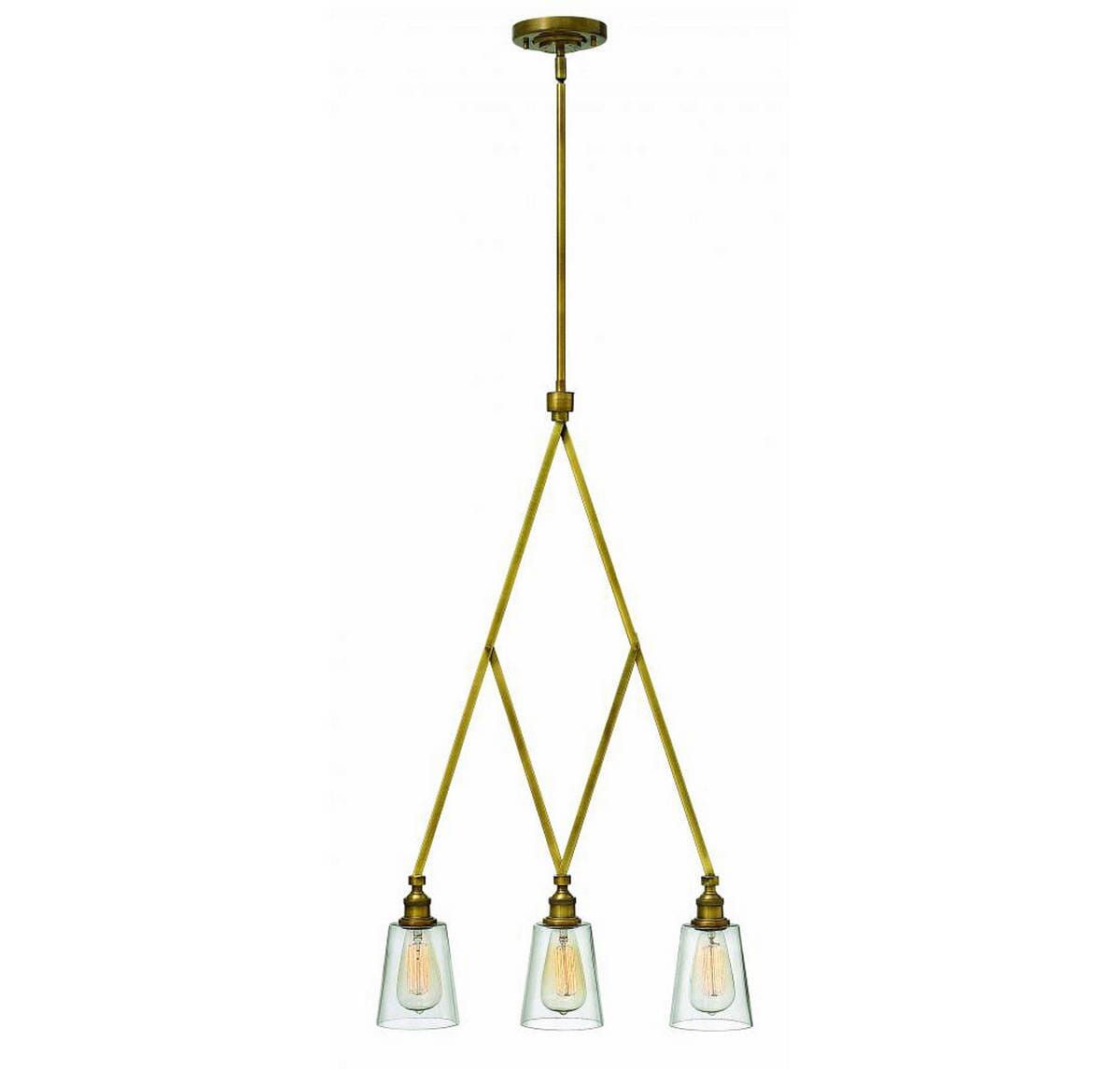 Hinkley Gatsby 3-Light Stem Hung Linear in Heritage Brass