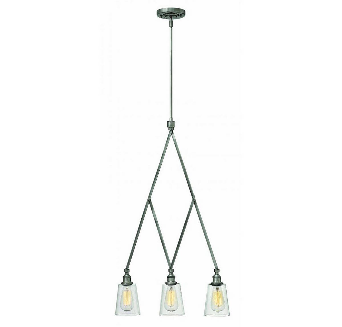 Hinkley Gatsby 3-Light Stem Hung Linear in Polished Antique Nickel