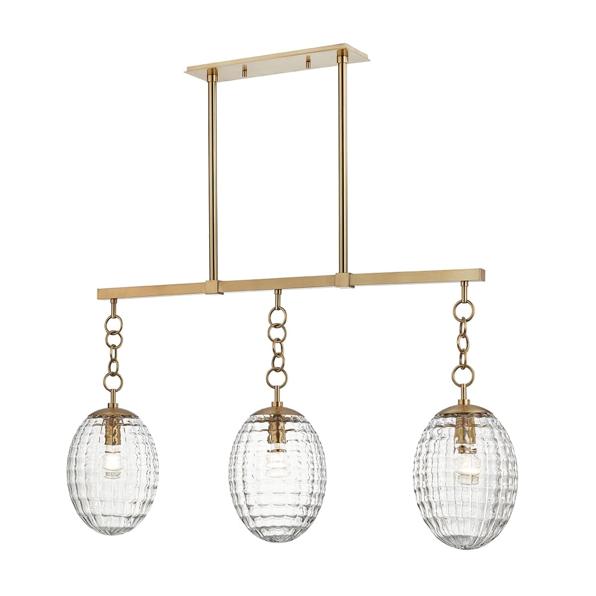 Hudson Valley Venice Linear Pendant Light in Aged Brass