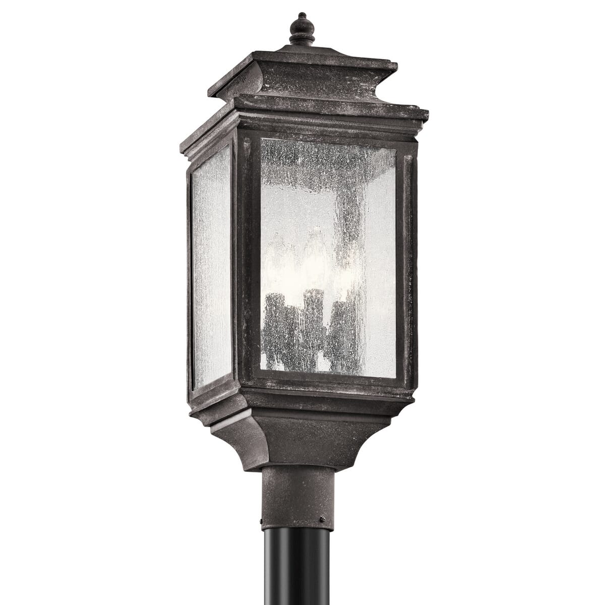 Kichler Wiscombe Park 4-Light 23.25" Outdoor Post Lantern in Weathered Zinc