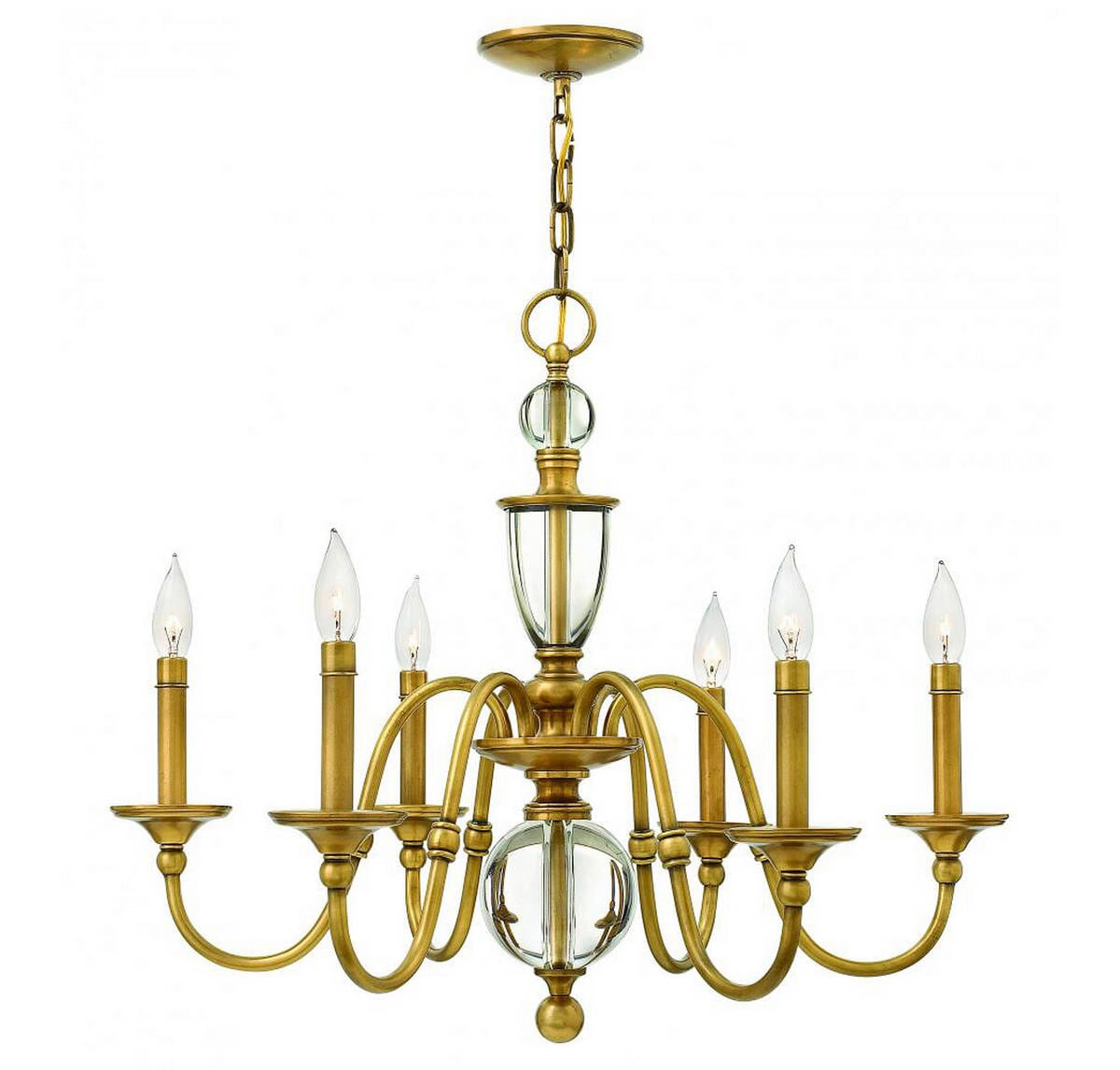 Hinkley Eleanor 6-Light Single Tier Chandelier in Heritage Brass