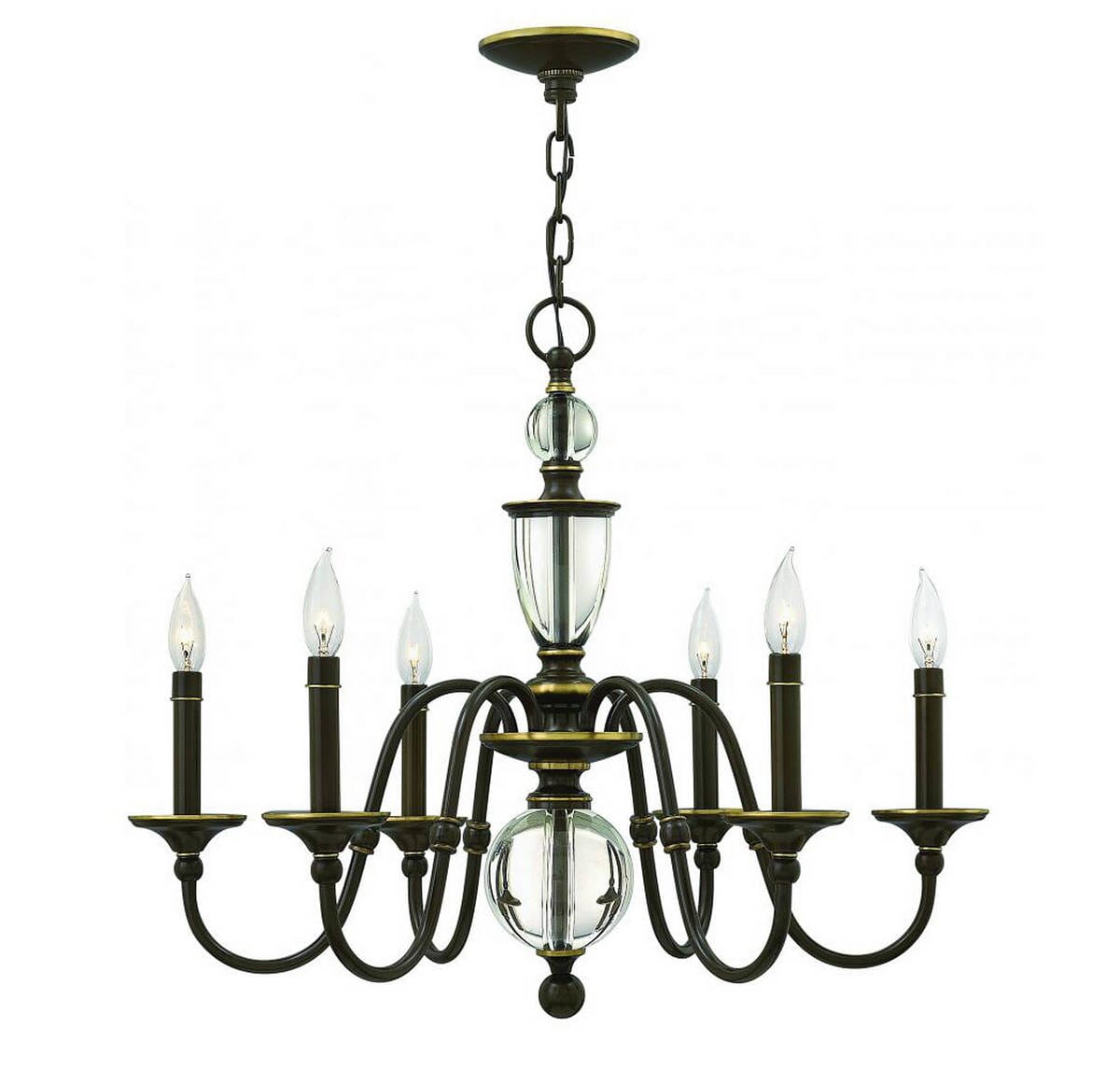 Hinkley Eleanor 6-Light Single Tier Chandelier in Light Oiled Bronze