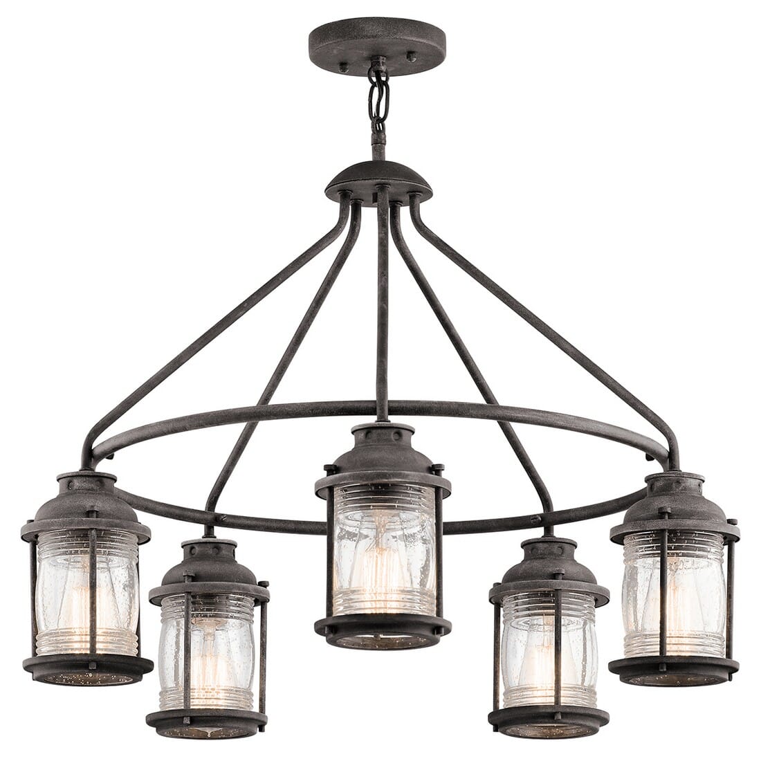 Kichler Ashland Bay 5-Light Outdoor Chandelier in Weathered Zinc