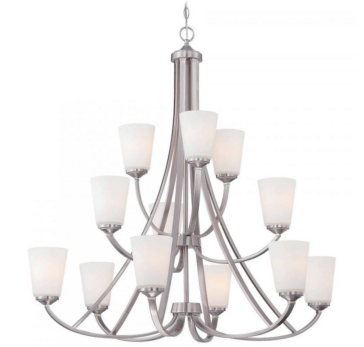 Minka Lavery Overland Park 12-Light Transitional Chandelier in Brushed Nickel