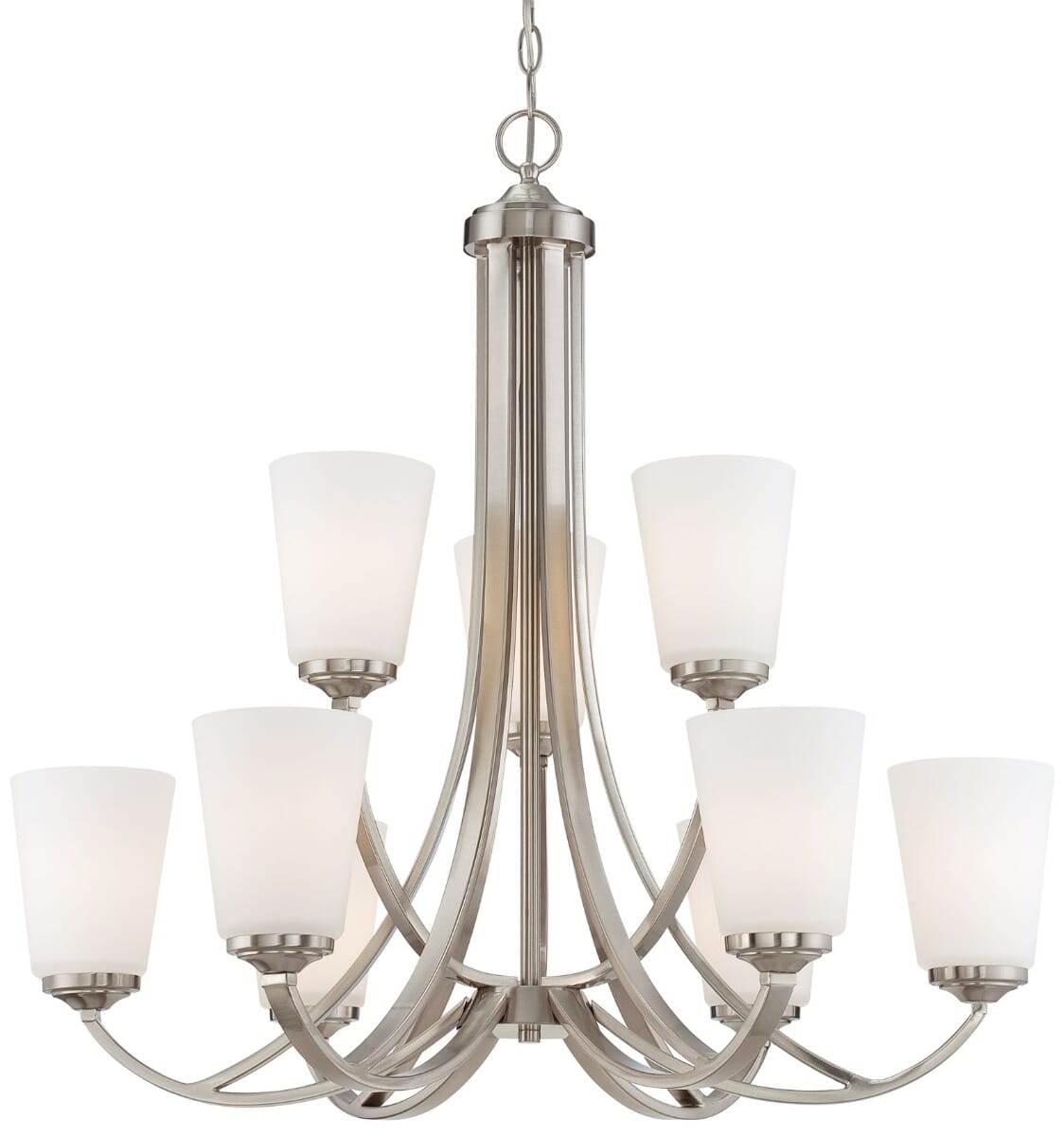 Minka Lavery Overland Park 9-Light Two Tier Chandelier in Brushed Nickel