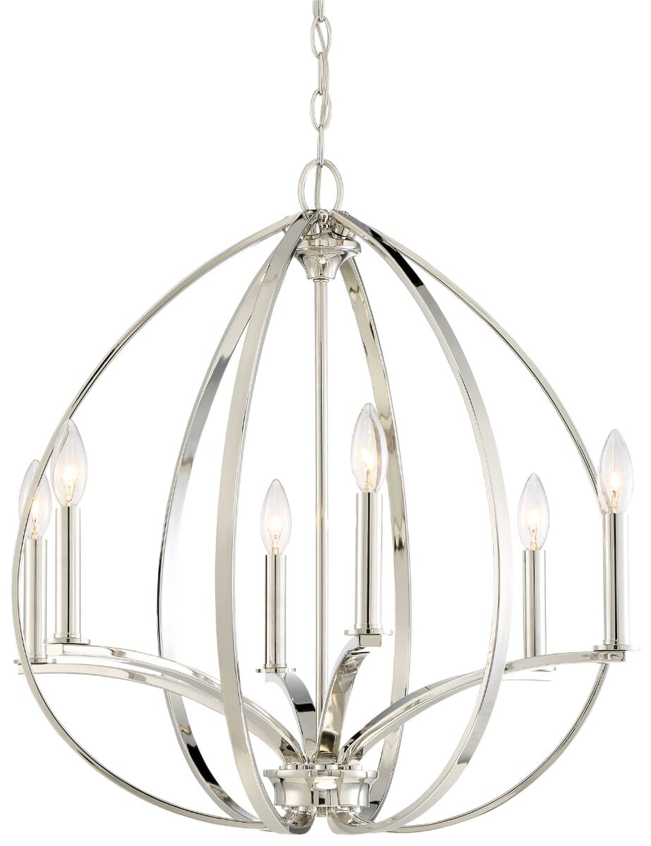 Minka Lavery Tilbury 6-Light Chandelier in Polished Nickel