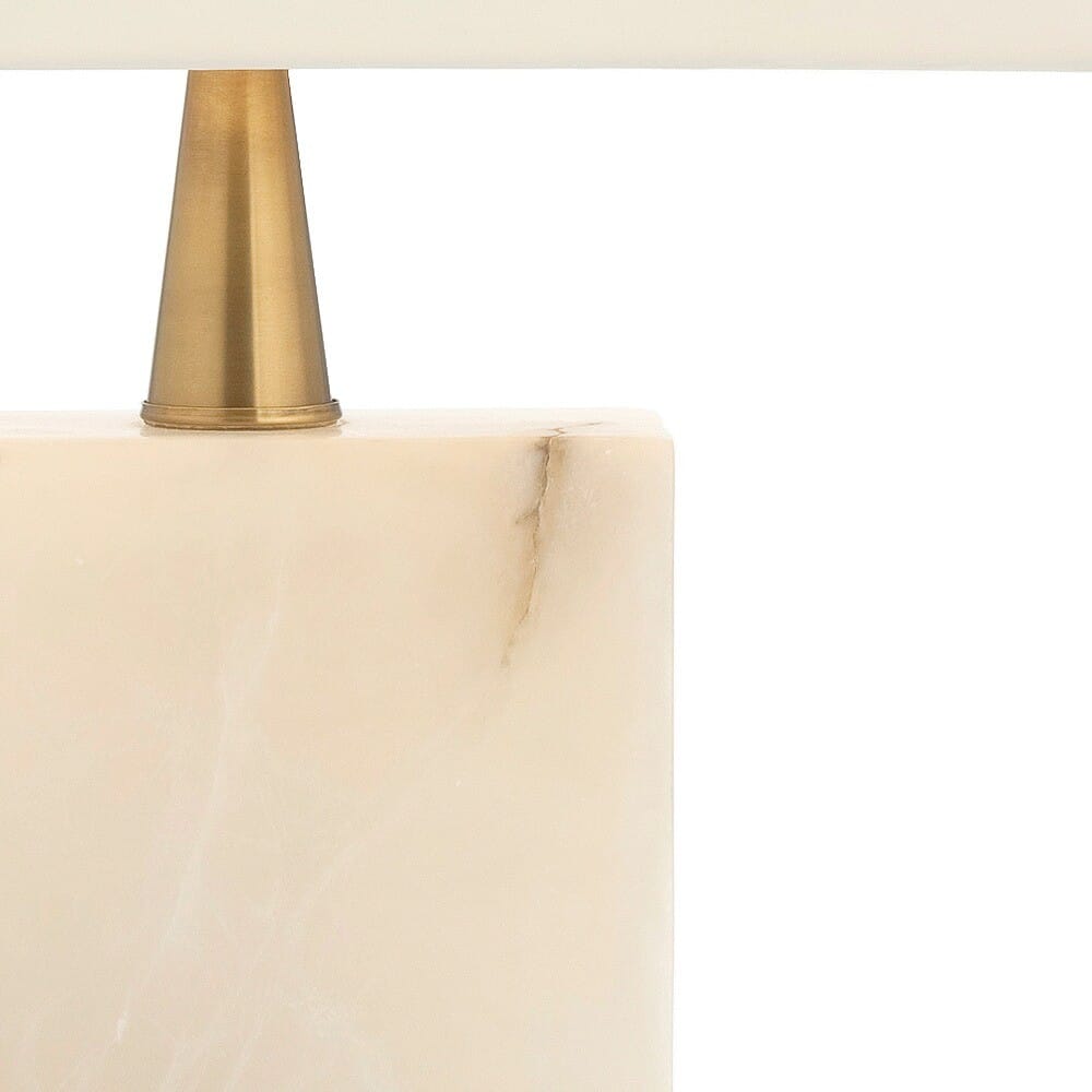 Arteriors Herst Modern Snow Marble Table Lamp in Vintage Brass